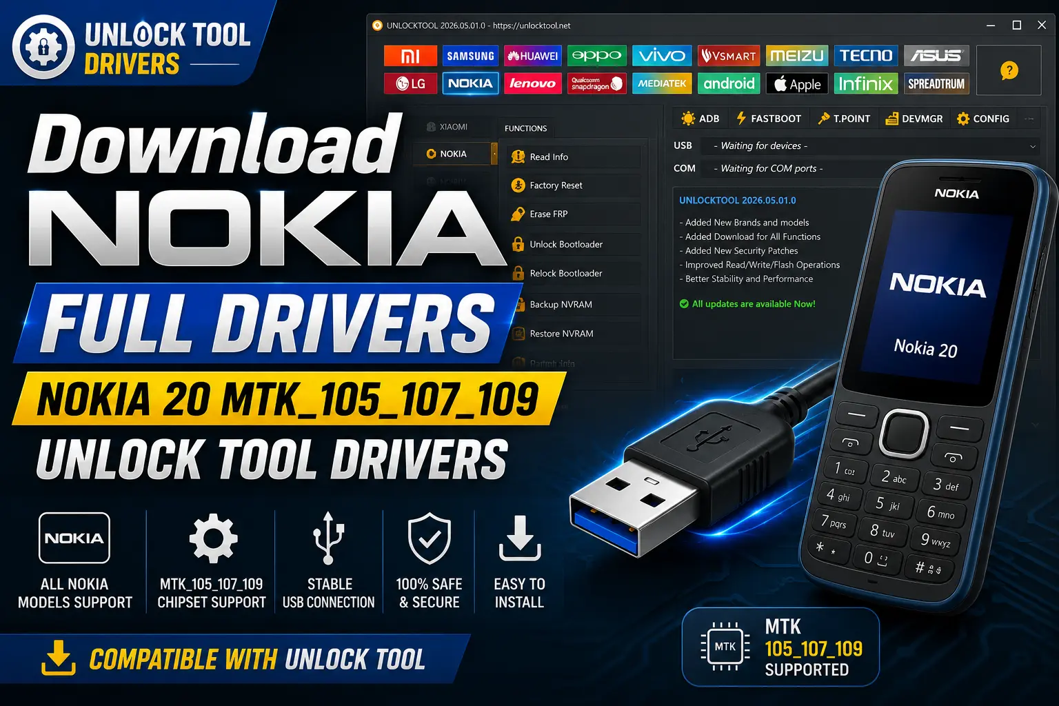 Download Nokia Full Drivers-Nokia 20 MTK_105_107_109 Unlock Tool Drivers