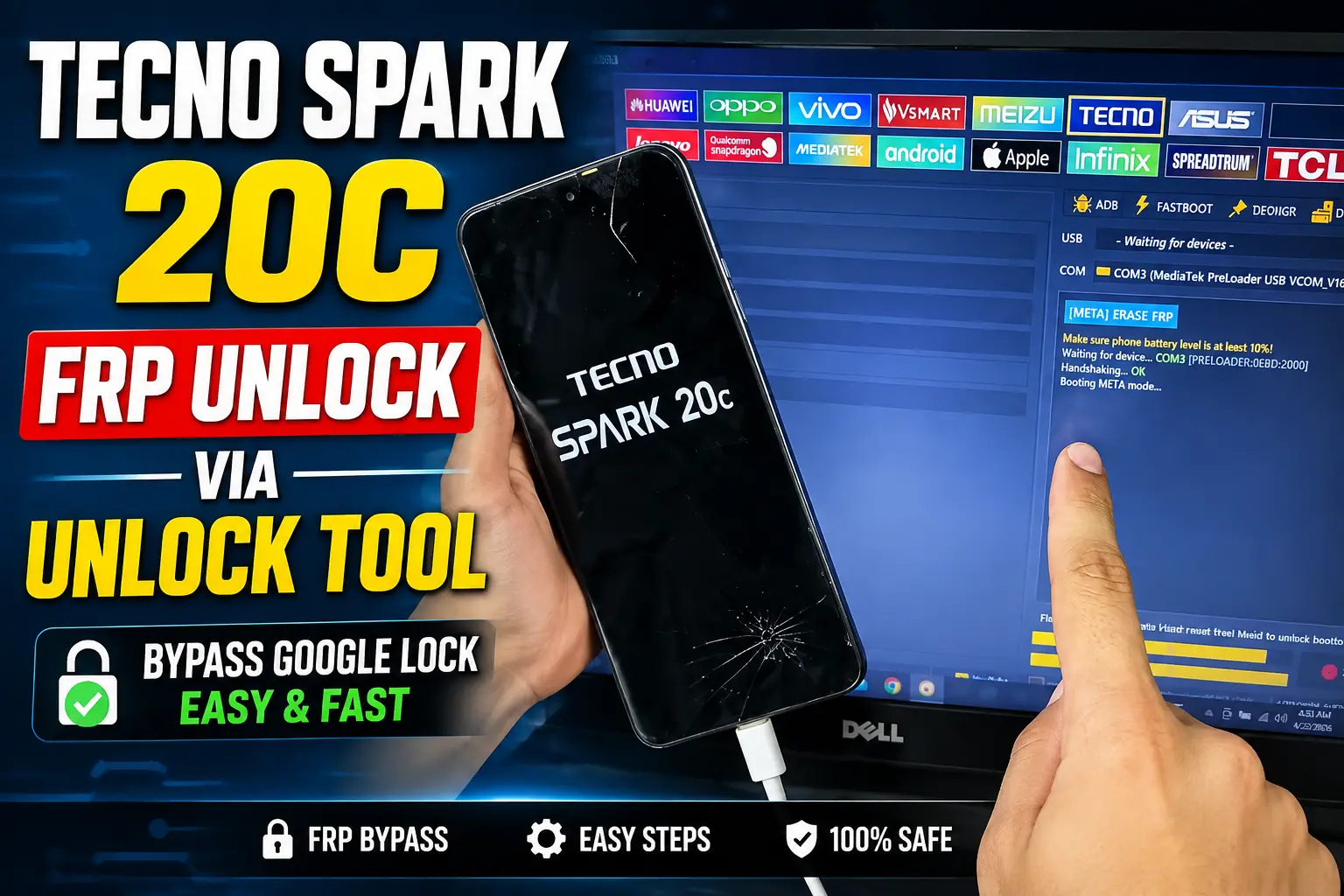 Tecno Spark 20C Remove FRP Via Unlock Tool