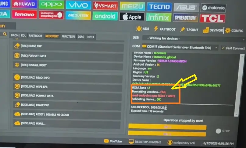 Redmi note 14 Formate fail