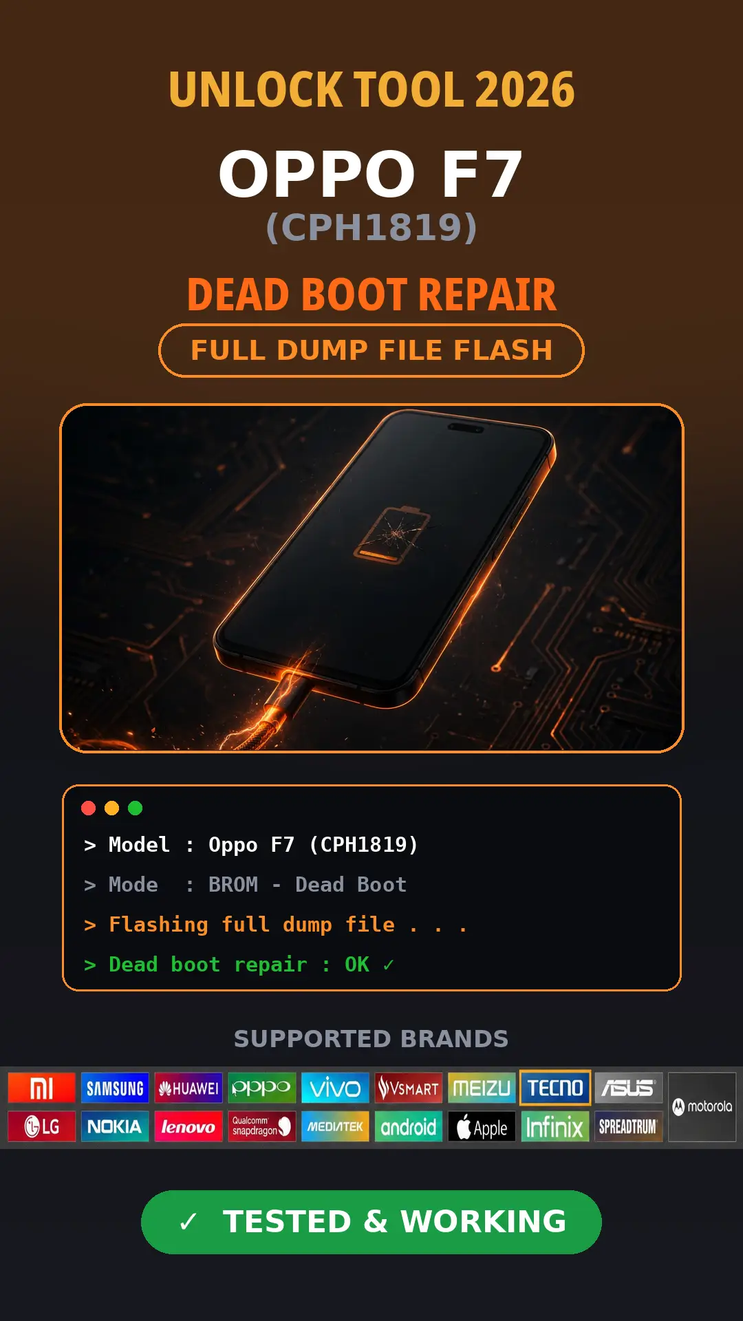 Unlock Tool 2026 – Oppo F7 CPH1819 Dead Boot Repair | Full Dump File Flash