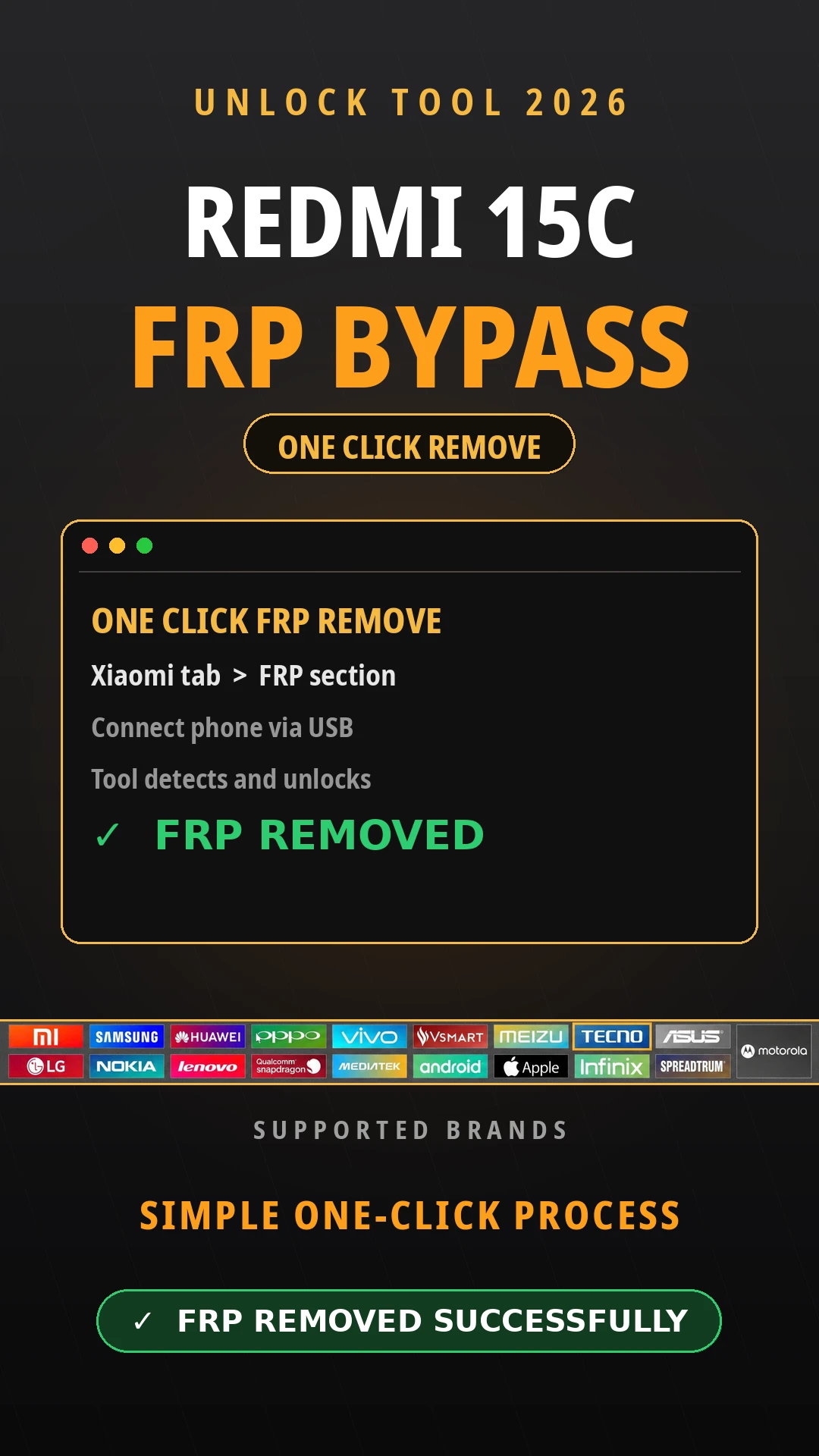 Unlock Tool 2026 – Redmi 15C FRP Bypass | One Click Remove